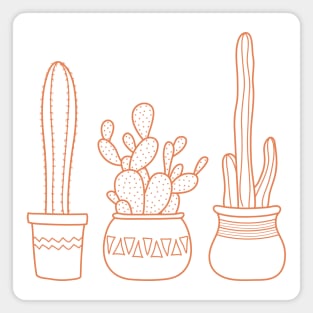 Cacti in pots illustration - white and terracotta Magnet